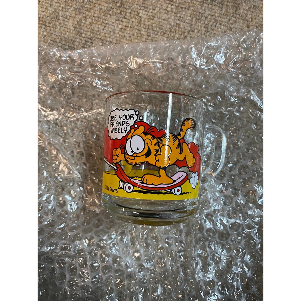 Rare VINTAGE 1978 McDonald's Garfield & Odie Collectors Glass Mug Jim Davis